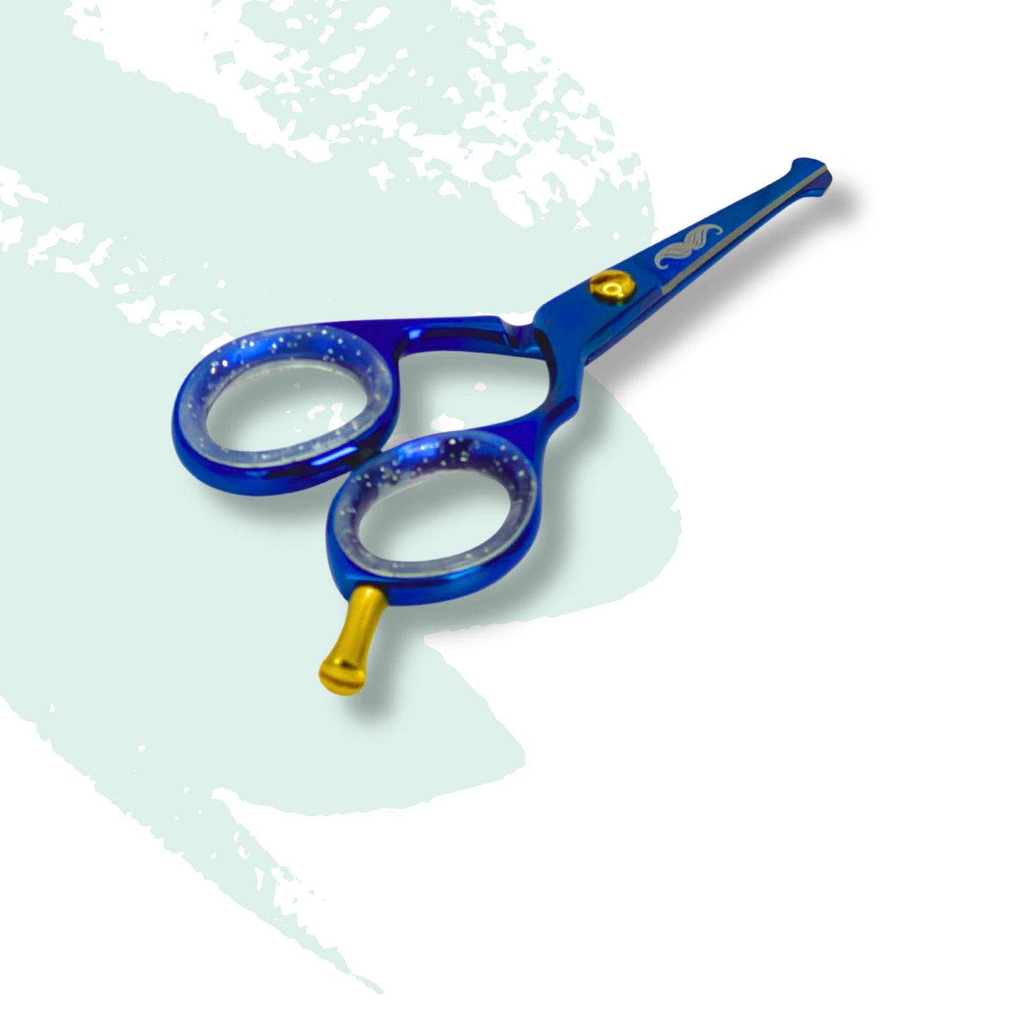 Massive Bee Store Rounded-Tip Trimming Scissors for Men – Stainless Steel High Carbon Beard, Mustache, and Ear Hair Grooming Scissor (Blue (Round-Tip))