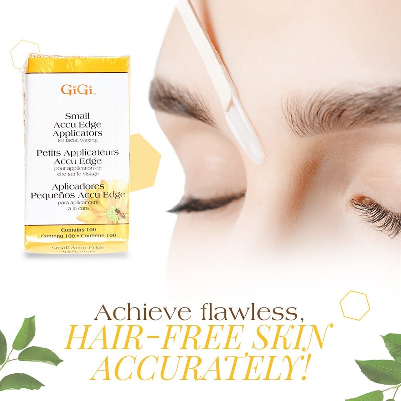 GiGi Accu Edge Wax Sticks for Hair Removal – Small, Wax Applicator Sticks, Wooden Waxing Stick for Upper Lip & Eyebrows, 100 ct
