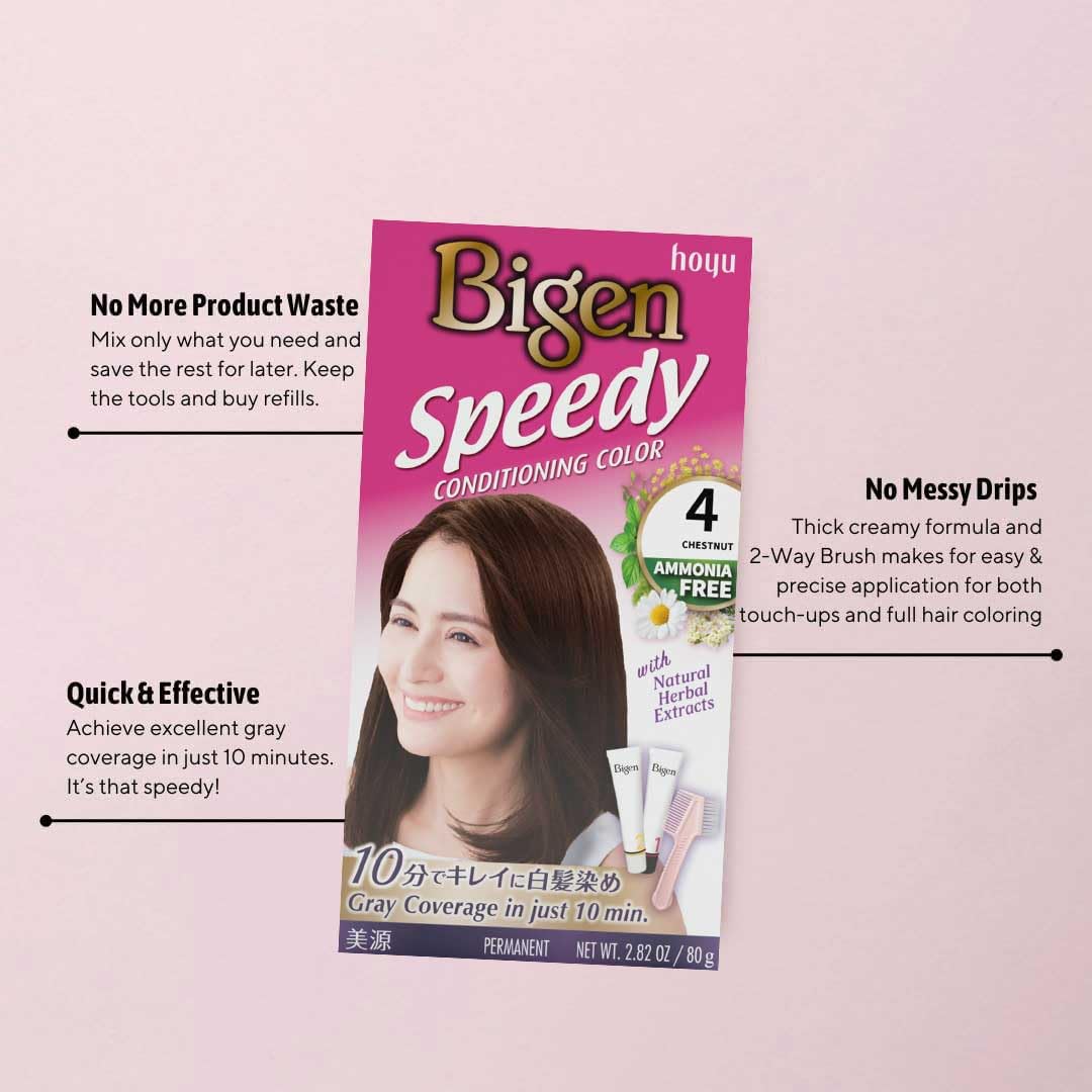 Bigen Speedy Conditioning Color Kit - 4 Chestnut | 3 Pack for Vibrant Hair Color