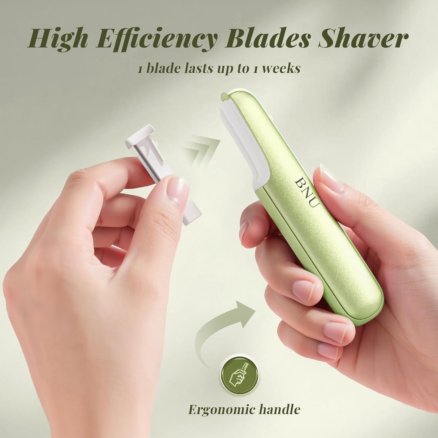 Dermaplane Razor for Women - Face Exfoliation Tool with 10 Replaceable Blades | Green
