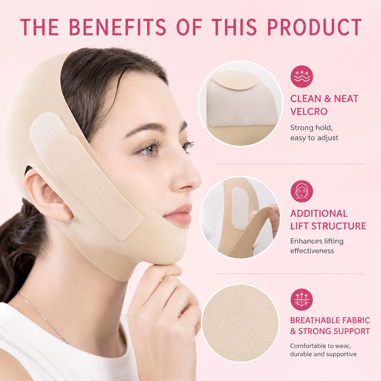 V Line Lifting Mask Chin Strap for Sleeping, Face Lifting Strap, Chin Strap, V Line Mask, Jawline Shaper, Jaw Strap, Double Chin Reducer,Face Lift Tape & Snoring Solution (Beige.)