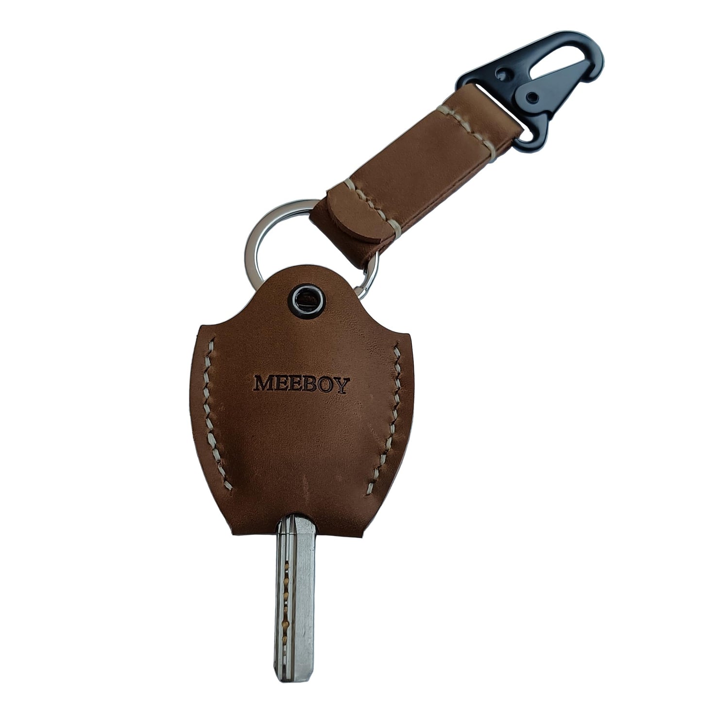 MEEBOY Handmade Leather car Key Sleeve for Broken Key car Key Cover for Men and Women (Brown)