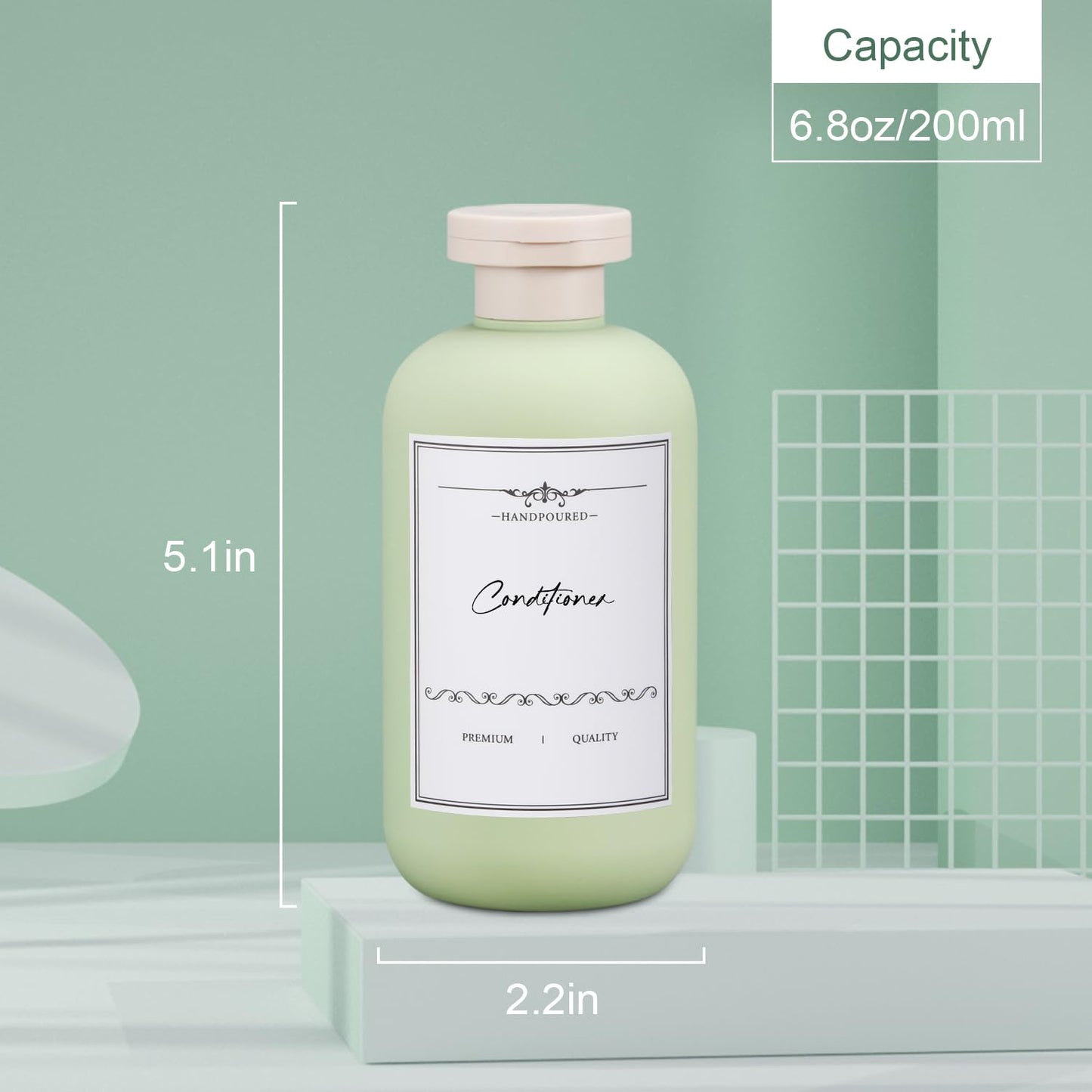 UMETASS 3 PACK Travel Shampoo Bottle, Empty Plastic Squeeze Bottles 6.8oz with Flip Cap, Lotion Container for Toiletries Travel Size Shampoo and Conditioner
