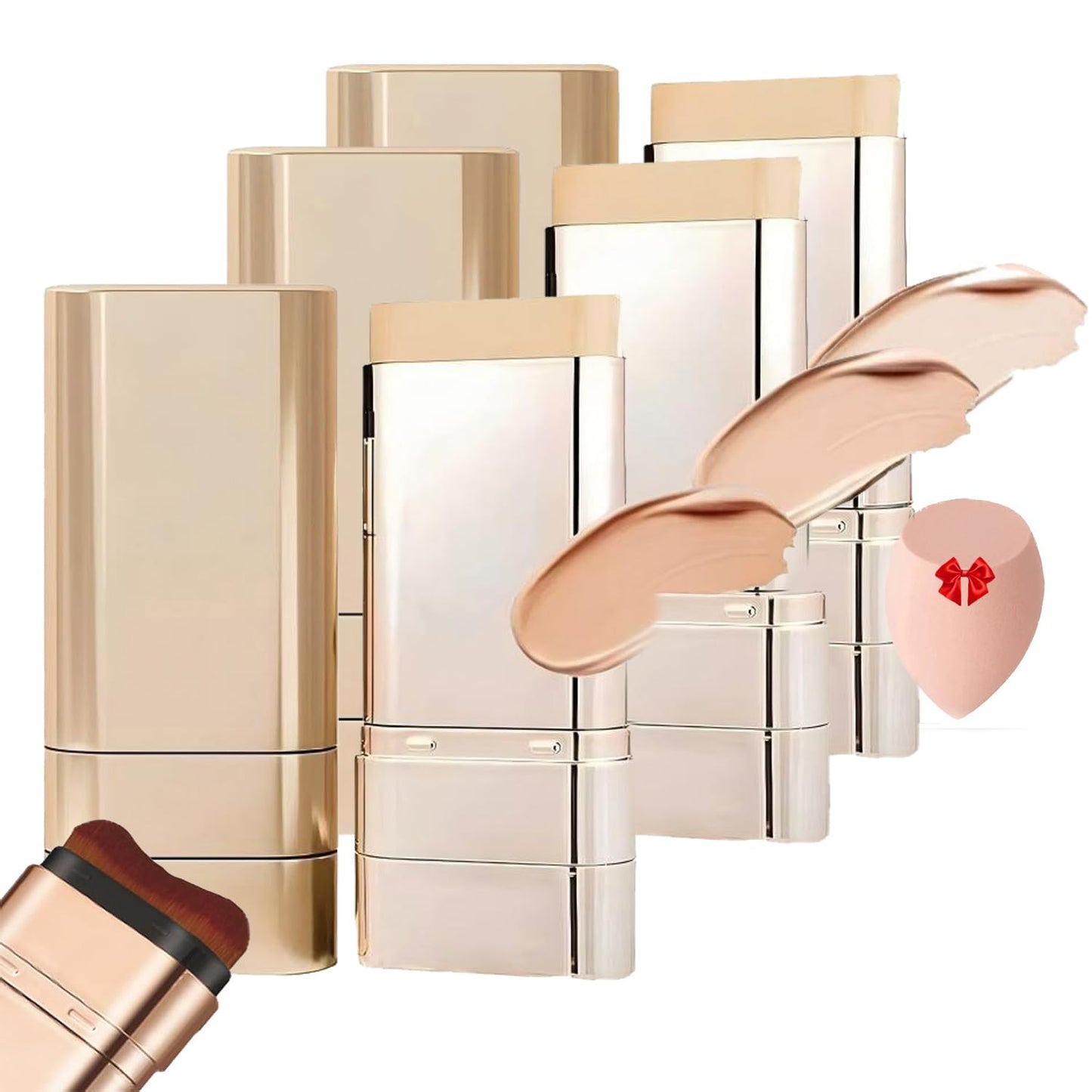 Korean Dual-Ended Foundation Stick - 2-in-1 Flawless Coverage & Concealer | Lightweight, Long-Lasting, All Skin Types (3PCS)
