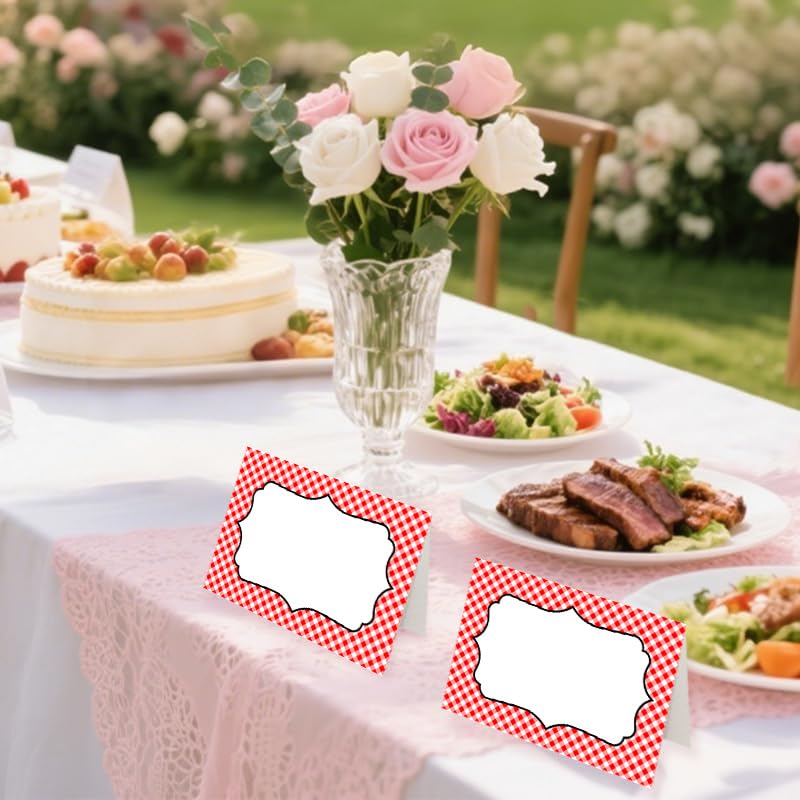24 Pack Red Gingham Place Cards for Italian Themed Parties