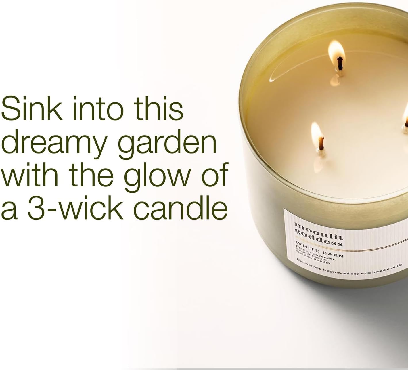 Moonlit Goddess Candle - 3-Wick Strong Throw Soy Wax Blend | Long-Lasting Burn Up to 45 Hours - 14.5 oz