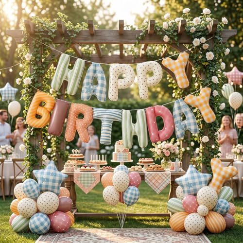 Happy Birthday Balloon Banner - Colorful Foil Letter Set