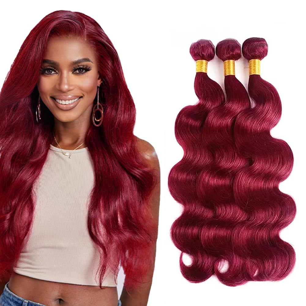 28 30 32 Inch Dark Burgundy Bundles 99J Burgundy Body Wave Bundles 150g Brazilian Unprocessed Virgin Hair Red Bundles Human Hair Extensions