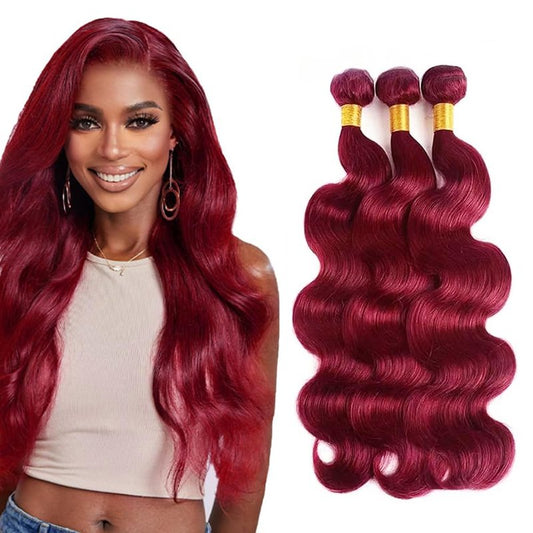 28 30 32 Inch Dark Burgundy Bundles 99J Burgundy Body Wave Bundles 150g Brazilian Unprocessed Virgin Hair Red Bundles Human Hair Extensions