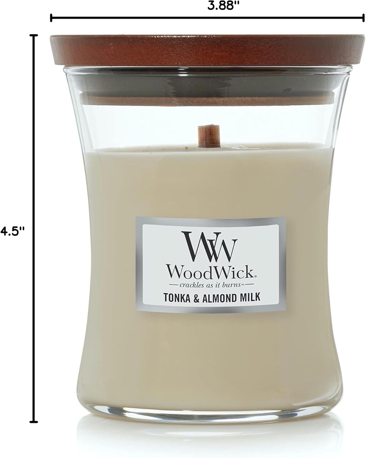 WoodWick Tonka & Almond Milk Candle - 9.7 oz Medium Hourglass with Crackling Wick | Perfect Gift for Men & Women