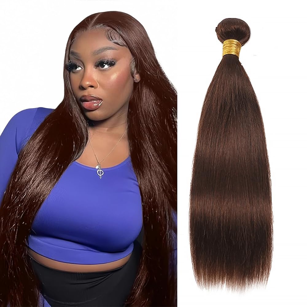 Brown Bundles Color 4 Straight Bundle Human Hair Mixed Length 1 Bundles Brazilian Virgin Hair 16 Inch Dark Brown Straight Bundle Hair Weave 100g