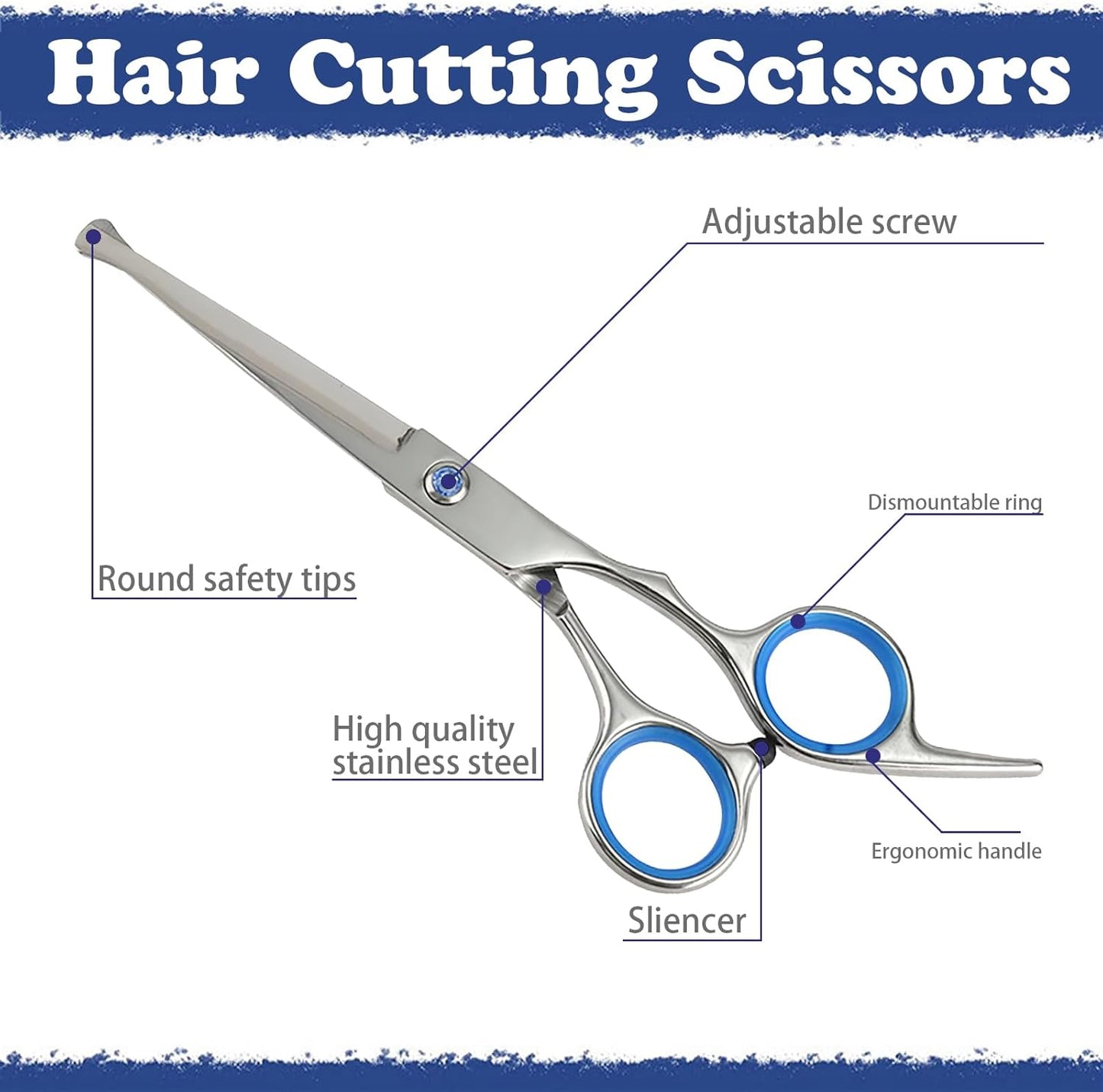 Professional Hair Cutting Scissors Kit - 27PCS Stainless Steel Barber Shears Set | 6.5 Inch Cutting & Thinning Scissors for Home Salon Use