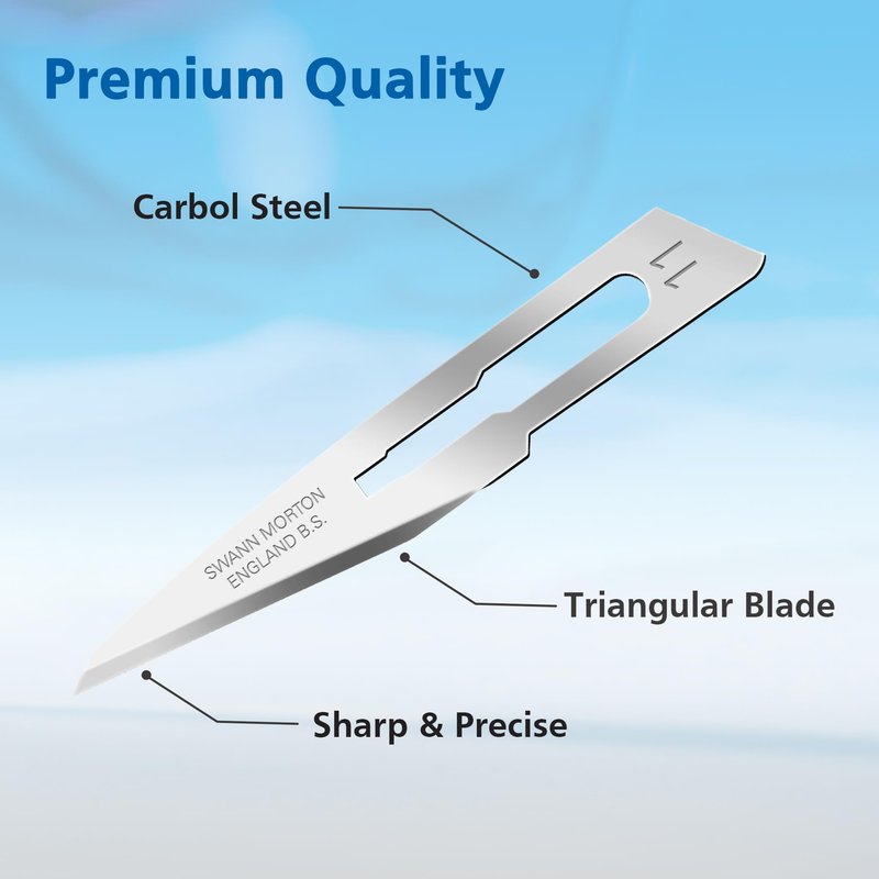 Swann Morton Surgical Scalpel Blade #11 - Non-Sterile Carbon Steel Blades for Precision Cutting, Model Making, and Industrial Use - Box of 100 (20 Packs of 5)
