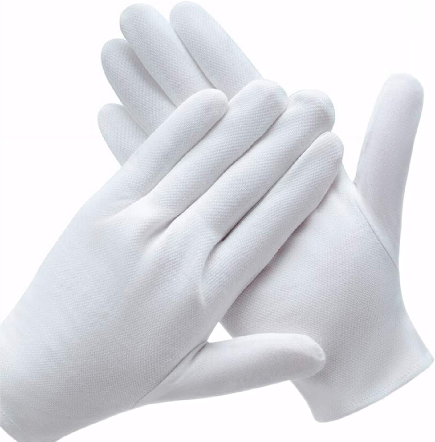 White Cotton Gloves for Dry Hands | Eczema & SPA Moisturizing - 6 Pairs for Work & Costume Use