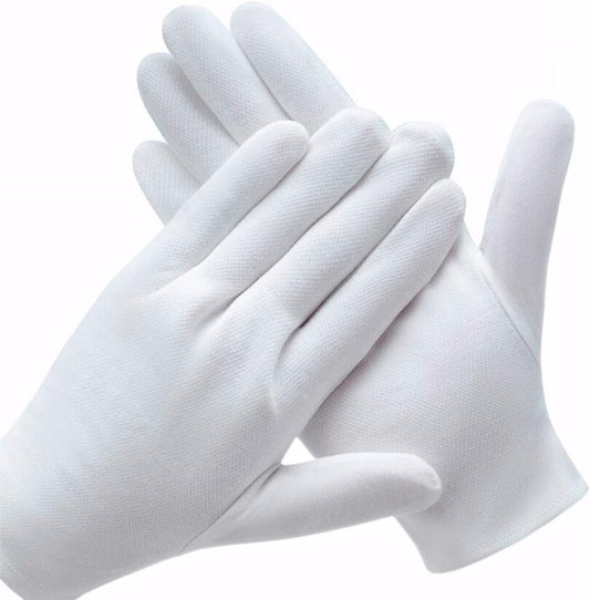 White Cotton Gloves for Dry Hands | Eczema & SPA Moisturizing - 6 Pairs for Work & Costume Use