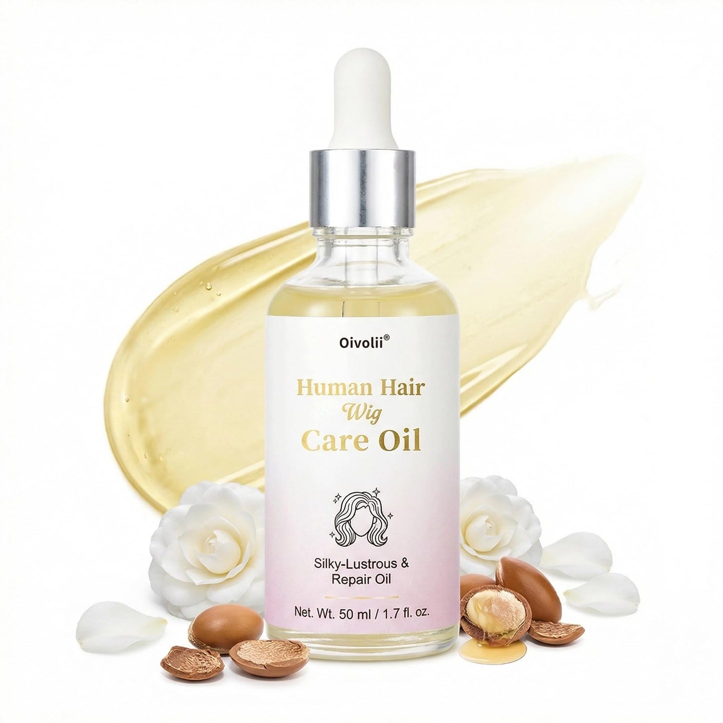 Oivolii Human Hair Wig Care Oil Spray – Professional Anti Frizz Serum, Lightweight Shine & Smoothing Hair Oil, Detangler & Heat Protectant for Real Hair Wigs & Extensions