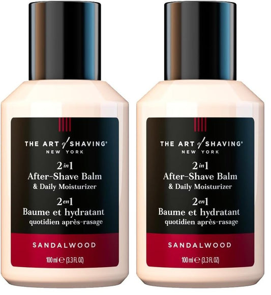 The Art of Shaving After-Shave Balm for Men - Face Moisturizer,Clinically Tested for Sensitive Skin,Sandalwood,3.3 Fl Oz,(Pack of 2)