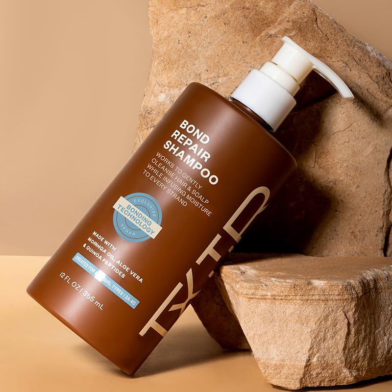 TXTUR Bond Repair Shampoo for Curly, Wavy & Textured Hair - Hydrating & Gentle Cleansing - 12 Fl Oz