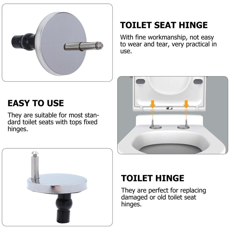 POPETPOP 3 Pairs Toilet Seat Hinges Replacement - Toilet Seat Hinge Fixings with Screws, Quick Release Hardware Kit, Soft Close Tightening Fixing Buckle