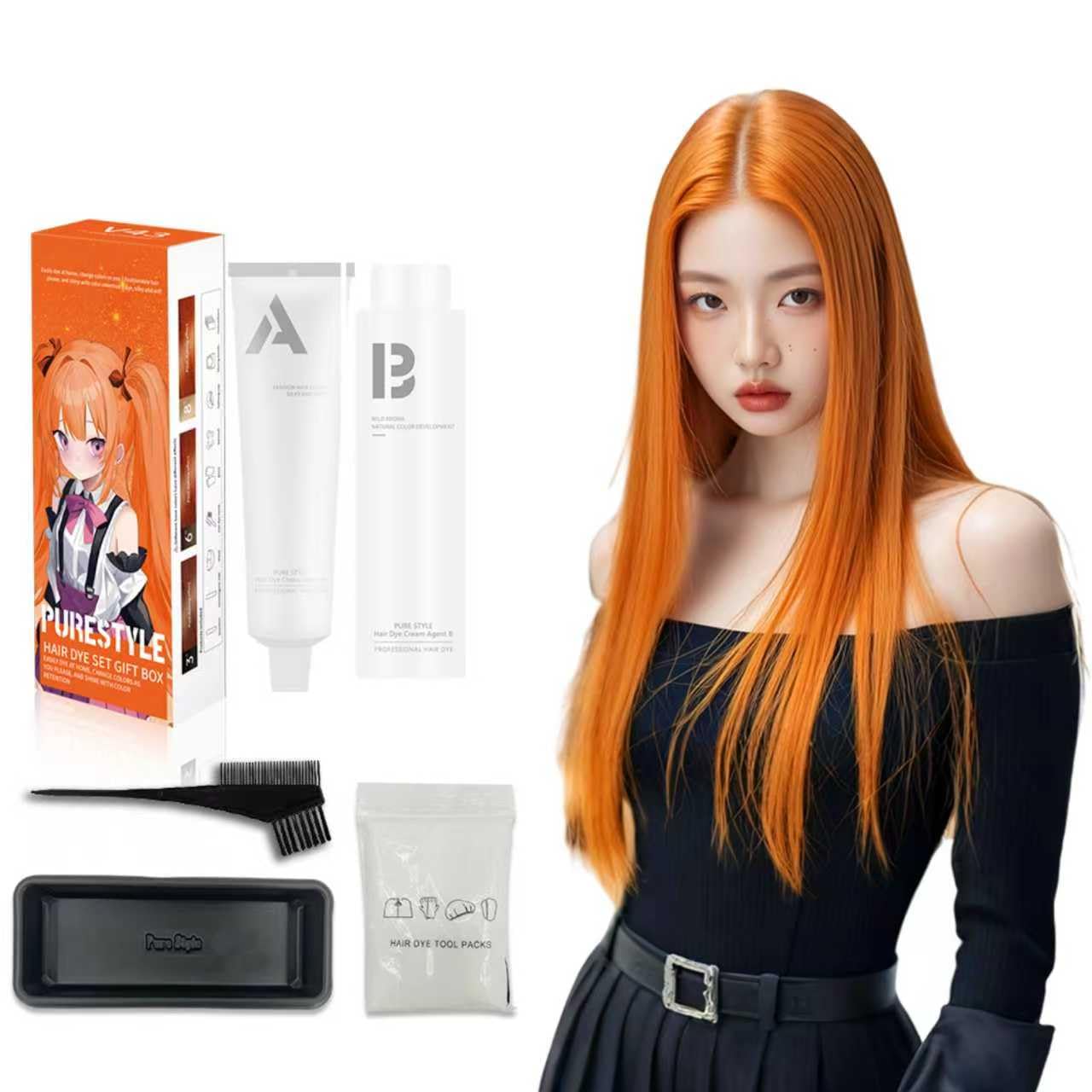 Permanent Light Ash Brown Hair Dye Cream Kit - Ammonia-Free Nourishing Formula | Complete Home Use Set 3.4 fl oz