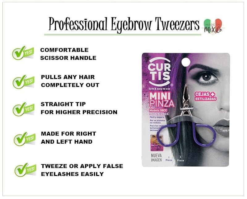 Precision Mini Tweezers with Scissor Handle for Eyebrows & Facial Hair