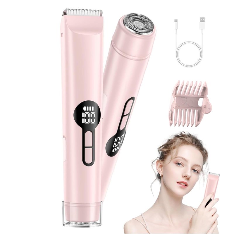 XYOUWEI Bikini Trimmer for Women, IPX7 Waterproof Wet & Dry Use Electric Razors Shaver, Rechargeable Body Hair Trimmer for Bikini, Face, Legs, Underarms, Intimate Areas