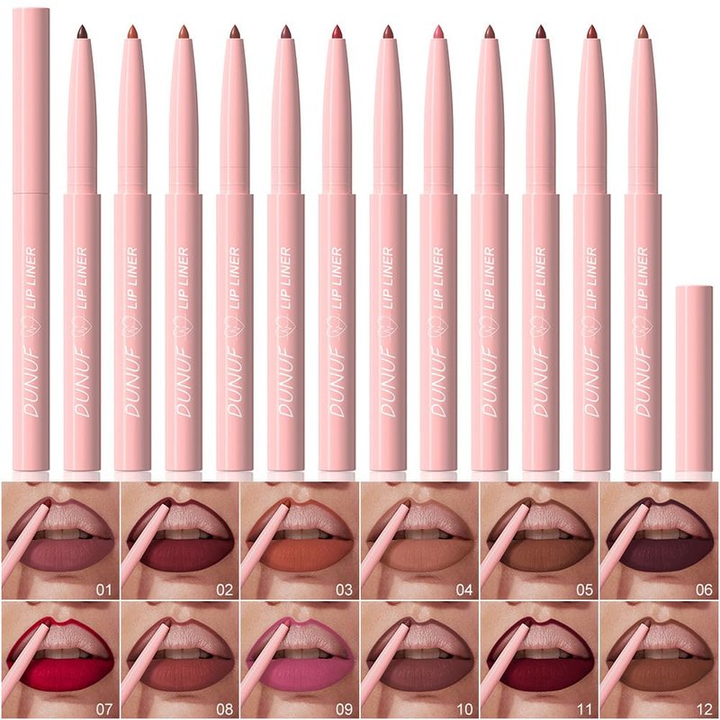 Matte Lip Liner Set - 12 Long-Lasting Creamy Crayon Pencils | Rich Color & Smooth Application for Women