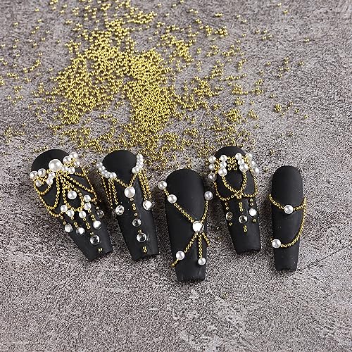 SUTOKAKA 3D Nail Art Studs Set - Gold & Silver Metal Caviar Beads