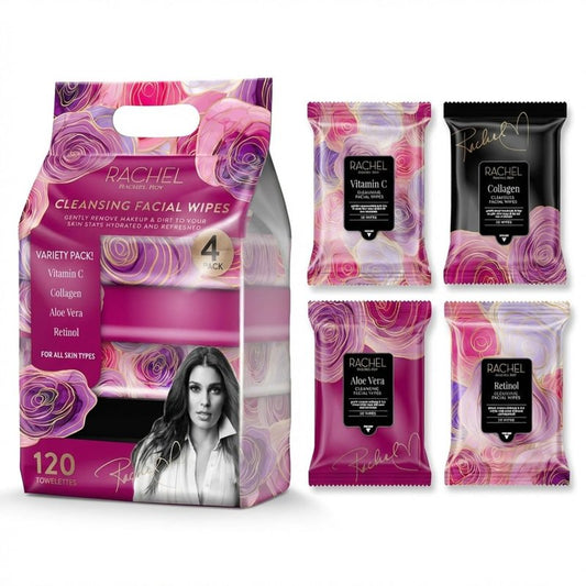 Rachel Roy Face Wipes - Cleansing Makeup Remover Wipes with Vitamin C, Retinol & Aloe Vera | 120 Pack