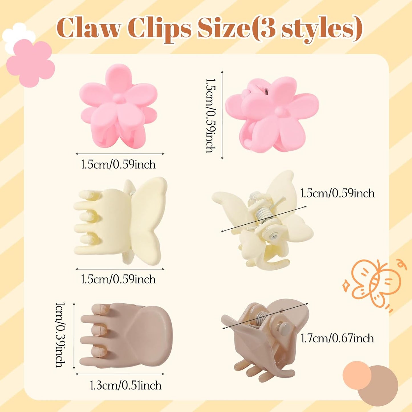 128pcs Baby Girls Hair Clips - Mini Claw Clips in Flower & Butterfly Styles | Hair Barrettes with Organizer Box