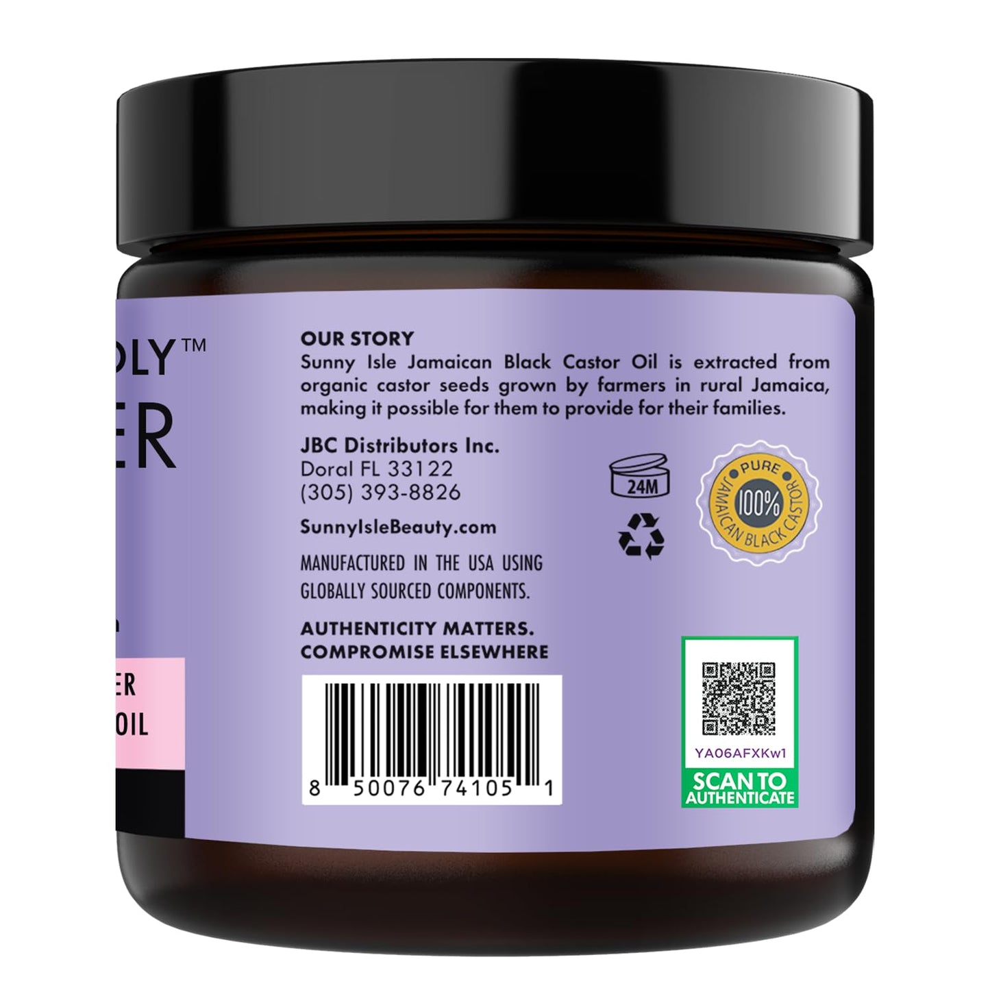 Sunny Isle Curly Girl Friendly Hair Butter for Dry Hair & Scalp, Moisturizing Hair & Skin, Jamaican Black Castor Oil & Shea Butter, Olive Oil, Seals Moisture for Curly, Coily & Natural Hair, 4oz