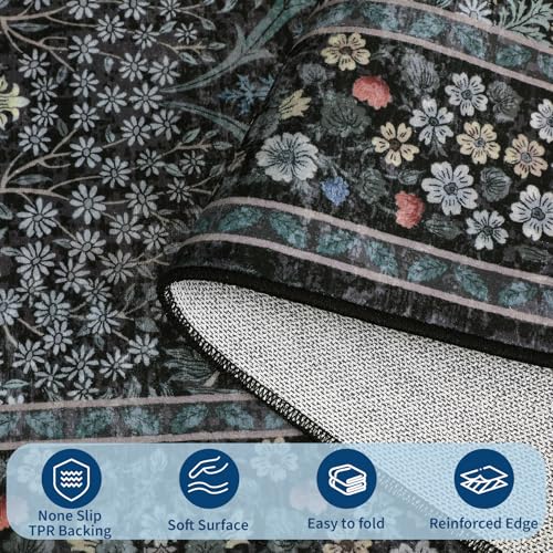 GarveeHome Vintage Floral 2x3 Area Rug - Soft, Washable, Non-Slip