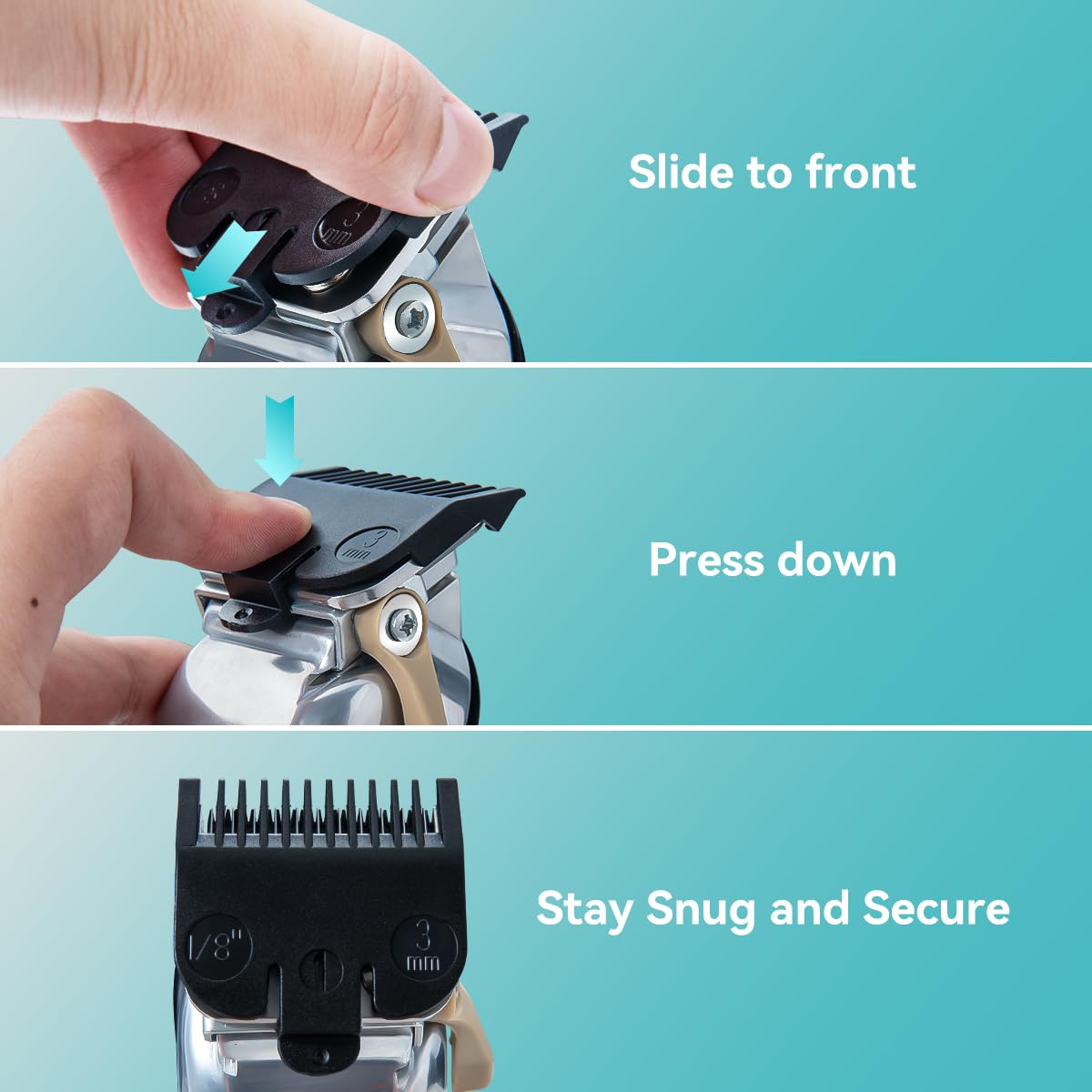 Wahl Clipper Guards Set - 10-Piece Replacement Guides for Wahl Clippers | 1/16" to 1" Sizes, Black
