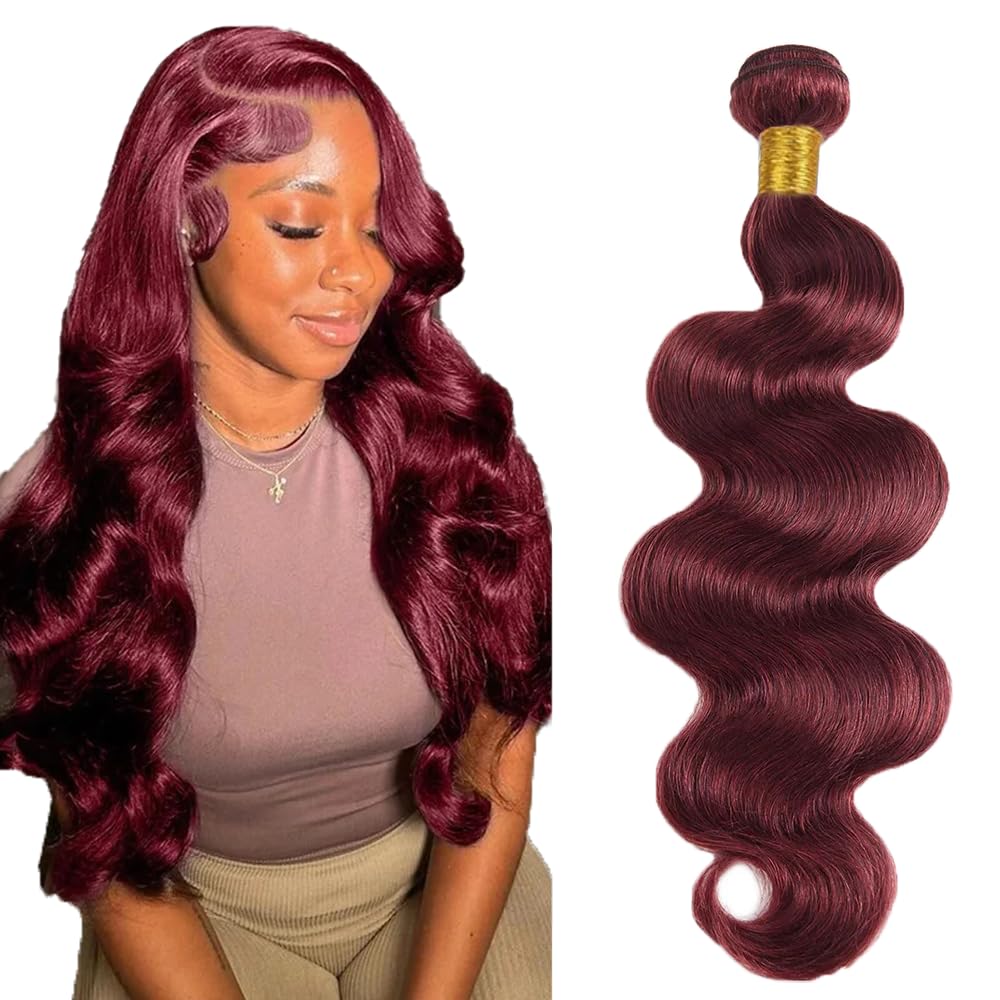 #99J Burgundy Bundles Human Hair Body Wave Bundles 34 Inch Wine Red Body Wave Bundle Unprocessed Brazilian Virgin Weave Hair 1 Bundle 50 Gram Per Bundle