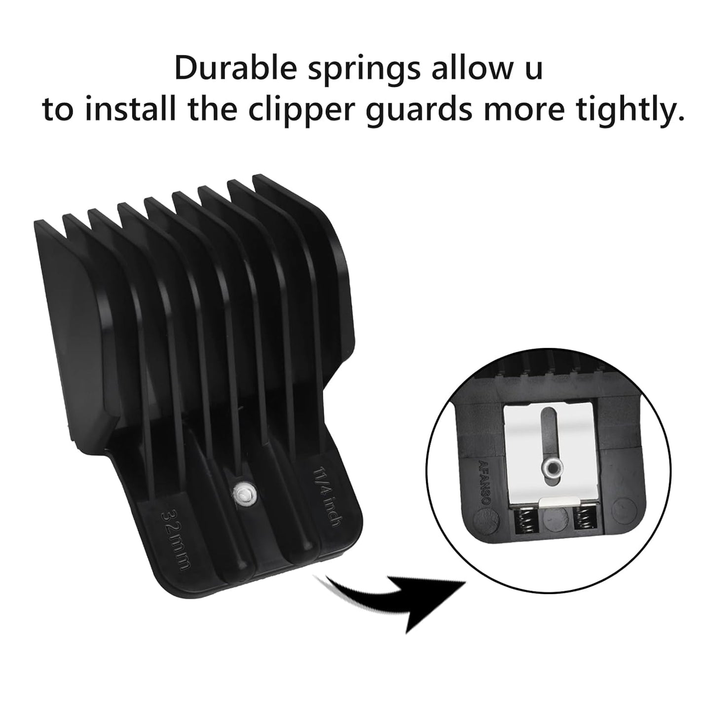 8 Pack Hair Clipper Guards - Universal Snap-On Blade Combs for Wahl, Andis & BaByliss | 1/32" to 1/4" Sizes, Black