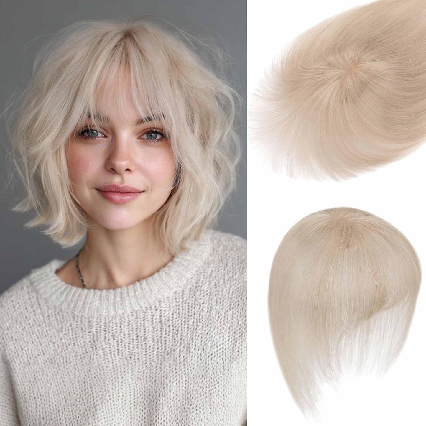 Dark Brown Human Hair Toppers for Women - 360° 3D Clip-In Short Hairpieces | 12 Inch