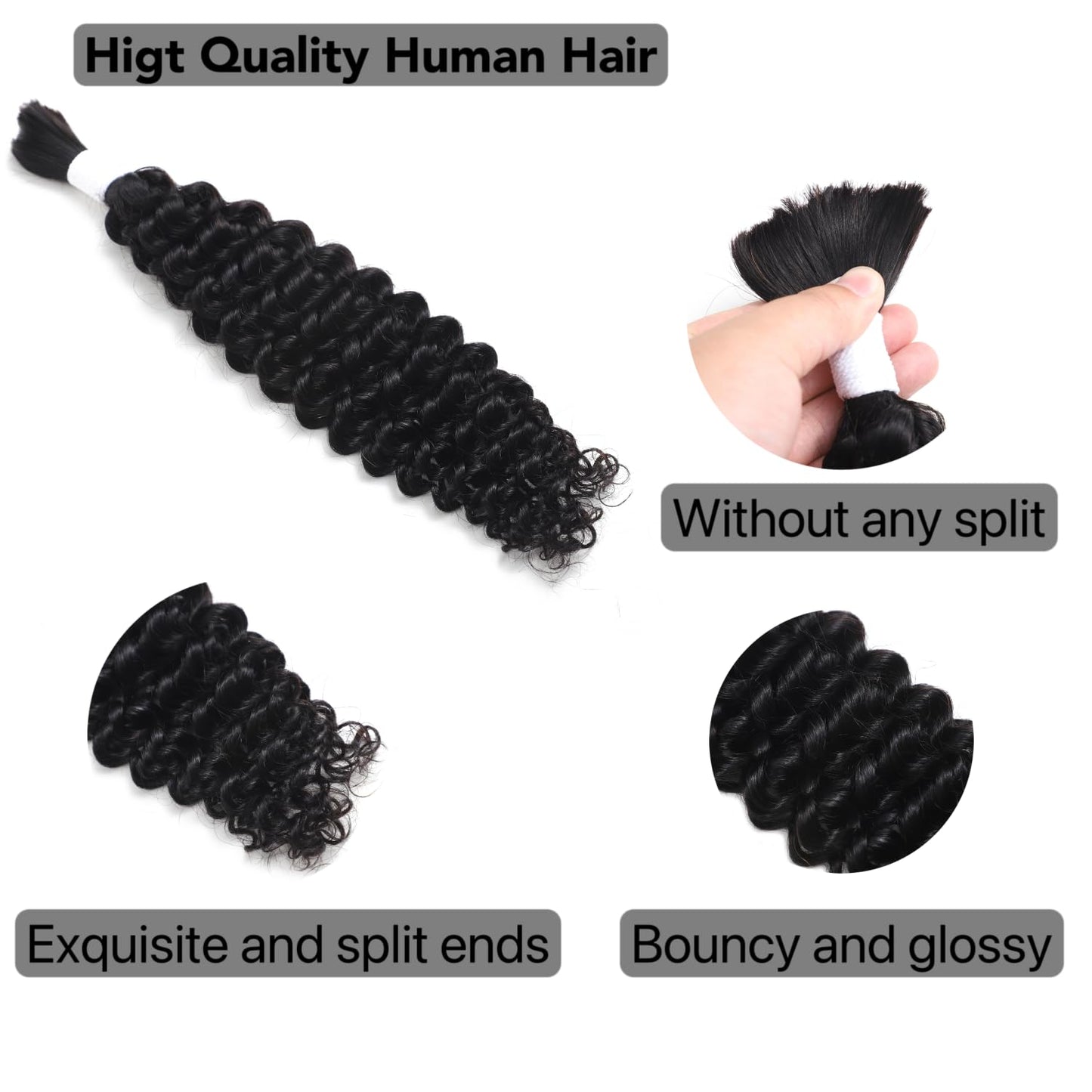 Human Braiding Hair for Boho Braids 2 Bundles 100g 22Inch Water Wave Human Hair Braiding Hair 12A Brazilian Virgin No Weft Hair Extensions for Bohemian Knotless Braids Bulk Human Hair for Braiding