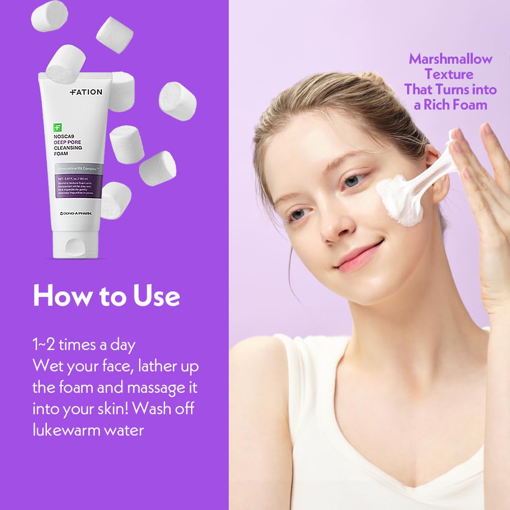 Deep Pore Cleansing Foam for Sensitive Skin - Korean Face Wash with 17 Amino Acids & White Clay | Moisturizing Cleanser (5.07 fl. oz)