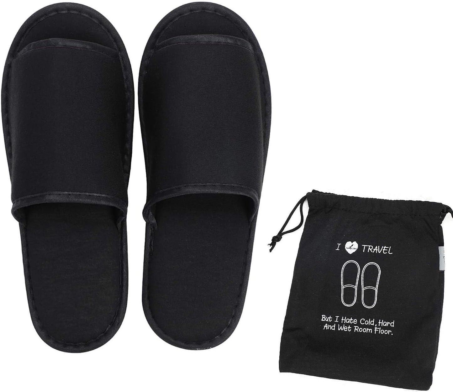 Portable Travel Slippers - Open Toe Foldable Sandals for Spa & Hotel | Washable Indoor Footwear with Bags