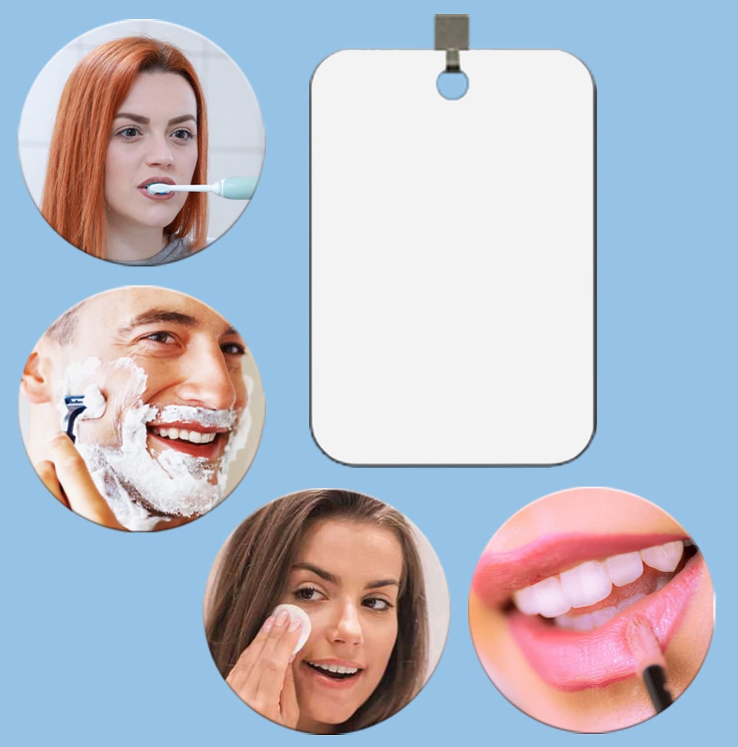 DFLLLO Shower Mirror Shaving Mirror Acrylic Small Travel Makeup Bathroom Wall Hanging Plastic Mirror for Women Men 11" x 7.48" with 1 Adhesive Hooks