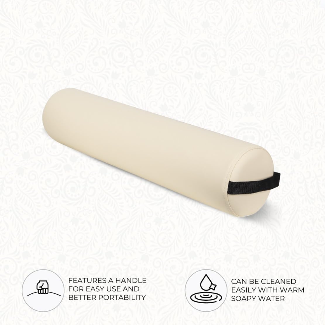 Full Round Bolster Pillow - Crème Oil & Stain-Resistant | Ideal for Massage & Yoga, 6” R x 26” L