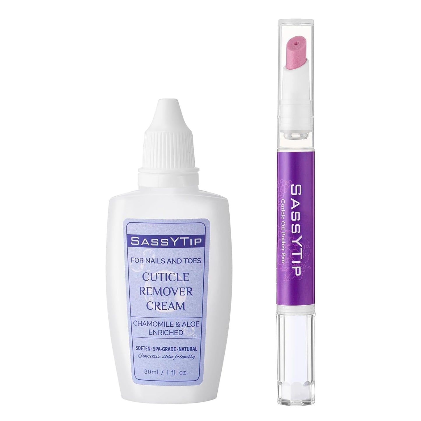Ceramic Cuticle Pusher & Oil Pen Set - Nourishing Cuticle Remover Gel with Jojoba Oil & Vitamin E | 2ml Oil, 1 fl. oz Gel