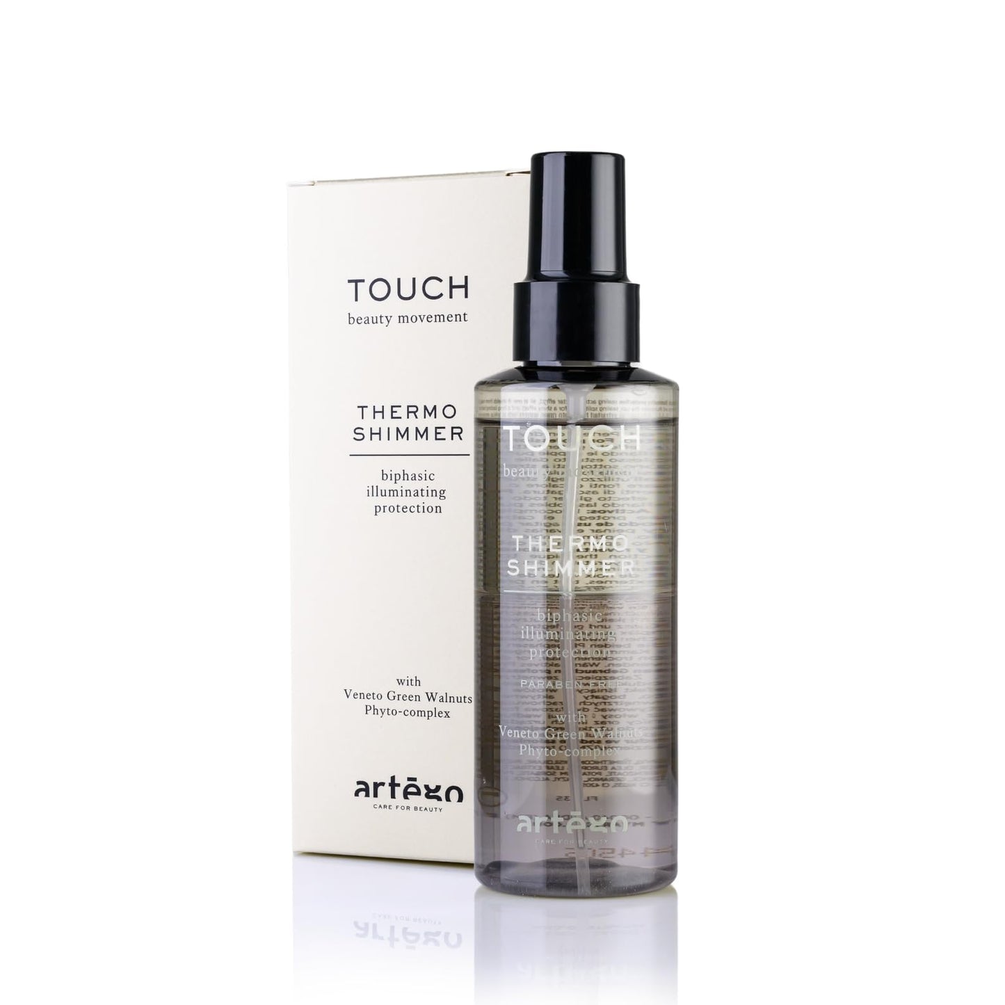 Artègo TOUCH Thermo Shimmer Spray (5.1 oz) – Biphasic Heat Protection & Shine Spray for Smooth, Glossy, Frizz-Free Hair