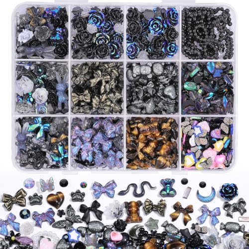 850-Piece 3D Nail Art Charms Kit with Rhinestones & Pearls