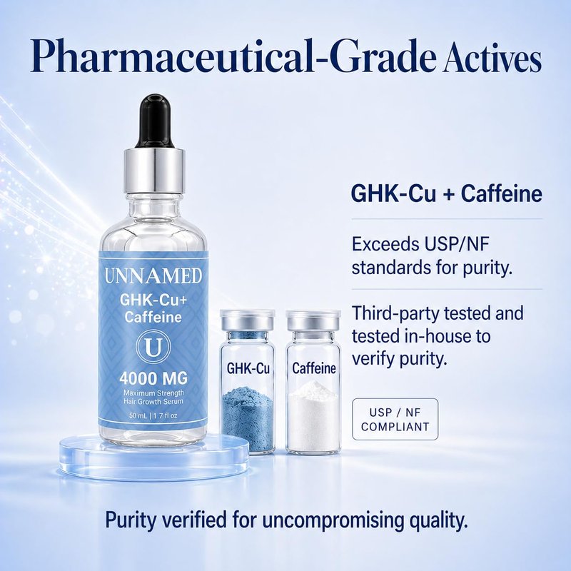 GHK-Cu Copper Peptide Hair Growth Serum - 4000 MG with Caffeine | 2 Pack Dropper & Spray Applicators, Made in USA