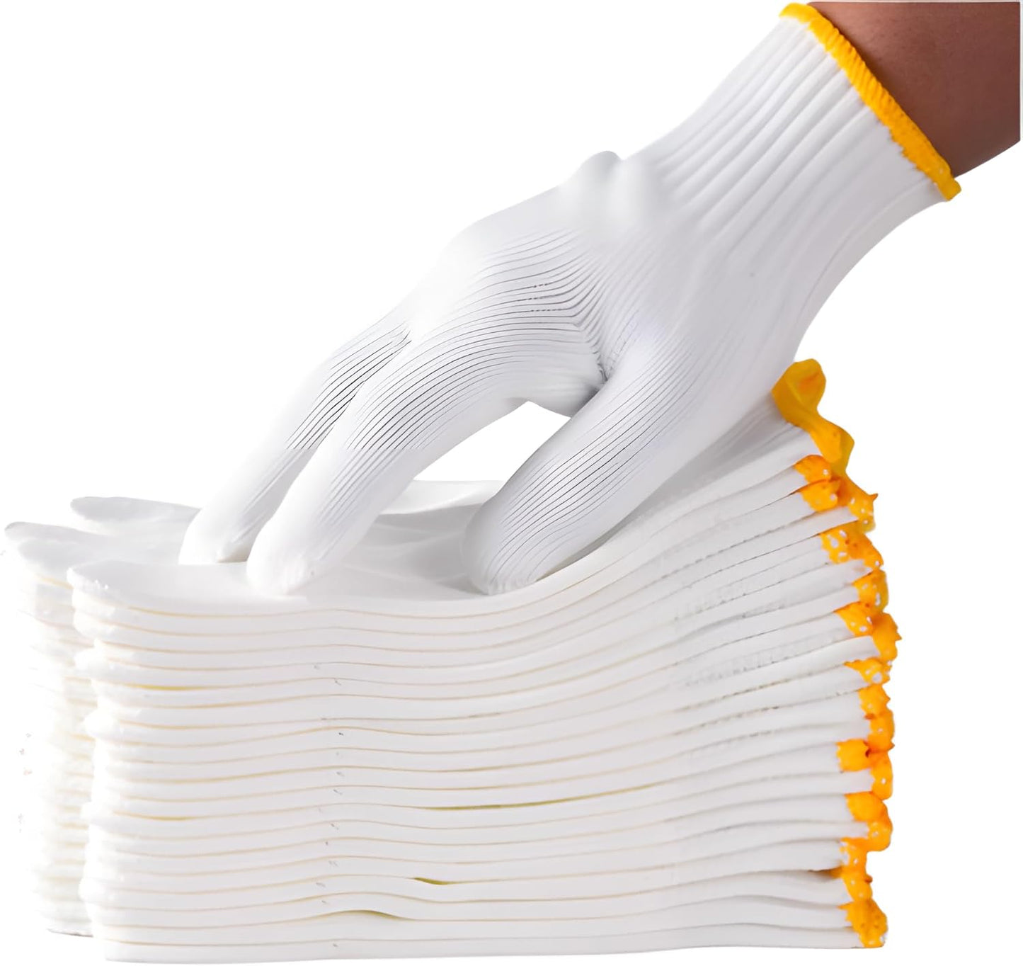 Unisex Cotton Polyester Knitted Safety Gloves - Ideal for Gardening, Cooking & Warehouse Work | 12/36/240 Pairs