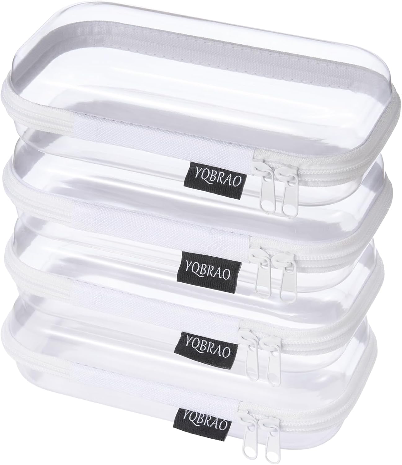 Clear Hard Shell Zipper Case Set - 6 Pack Heavy Duty Crush-Proof Diaper Bag Organizer Pouches | TSA Approved Travel Makeup & Toiletries Bags (2L, 2M, 2S)