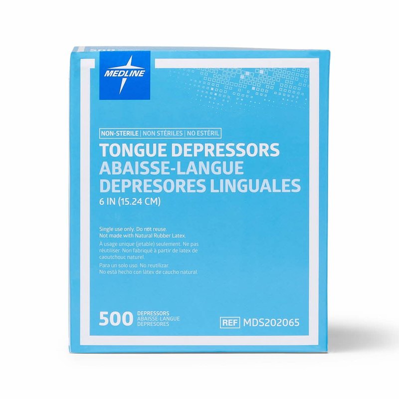 Medline Wood Tongue Depressors, Non-Sterile, 6 inch, 500 Count (Pack Of 10)