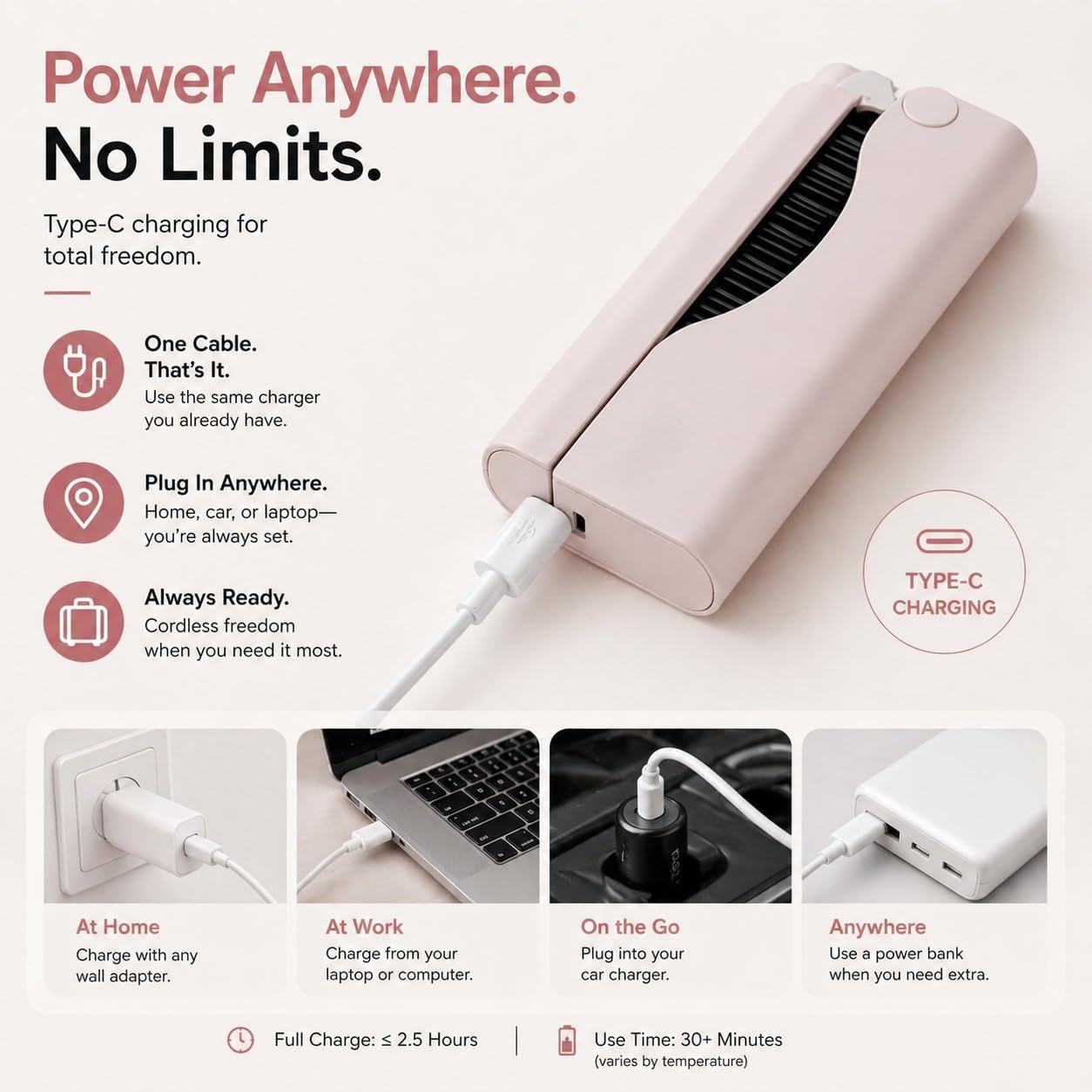 Cordless Hair Straightener Brush - Portable & Foldable Design | Ideal for Travel