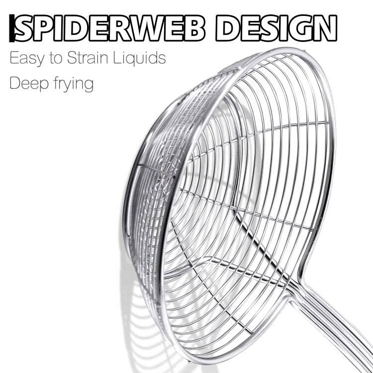Anaeat Stainless Steel Spider Strainer Skimmer - 5.5 Inch Long Handle Cooking Ladle